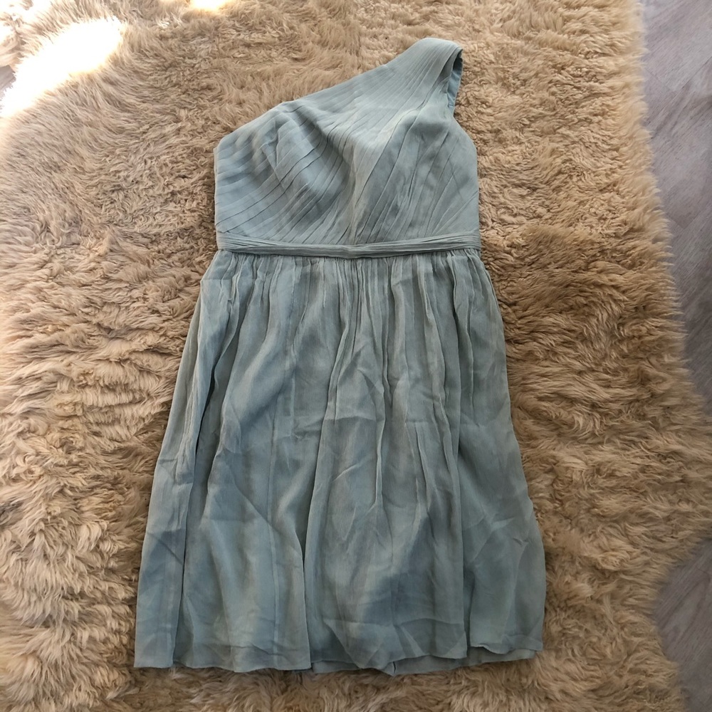 J.Crew One-Shoulder Dress in Dusty Shale Green